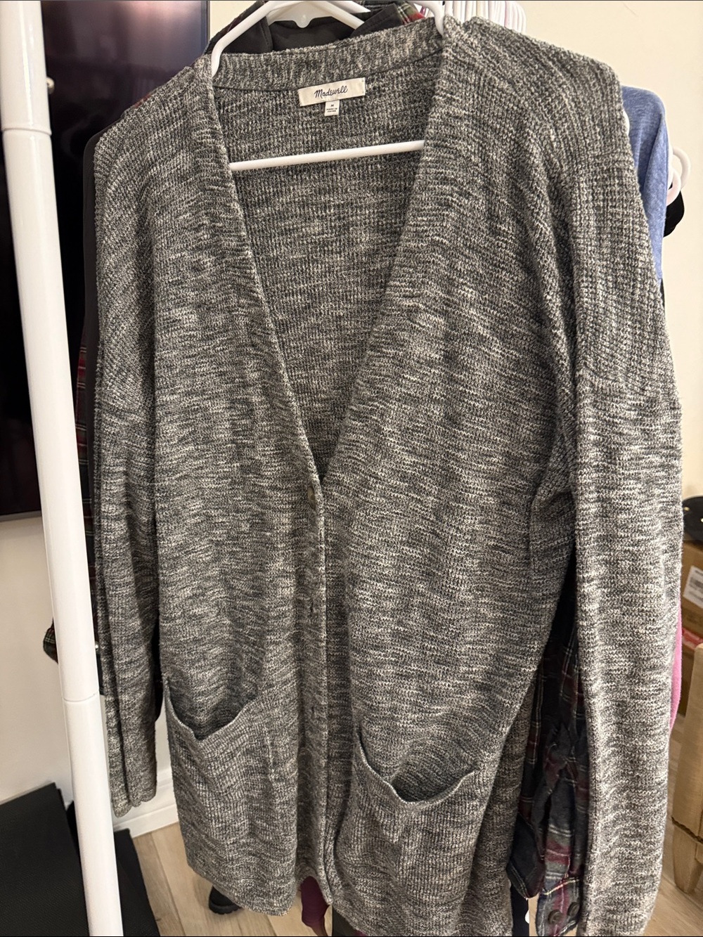 Madewell Gray Marled Oversized Cardigan with Front Pockets
